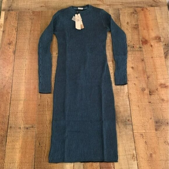 ASOS Dresses & Skirts - ASOS Noisy May organic cotton long sleeve bodycon sweater dress in blue striped
